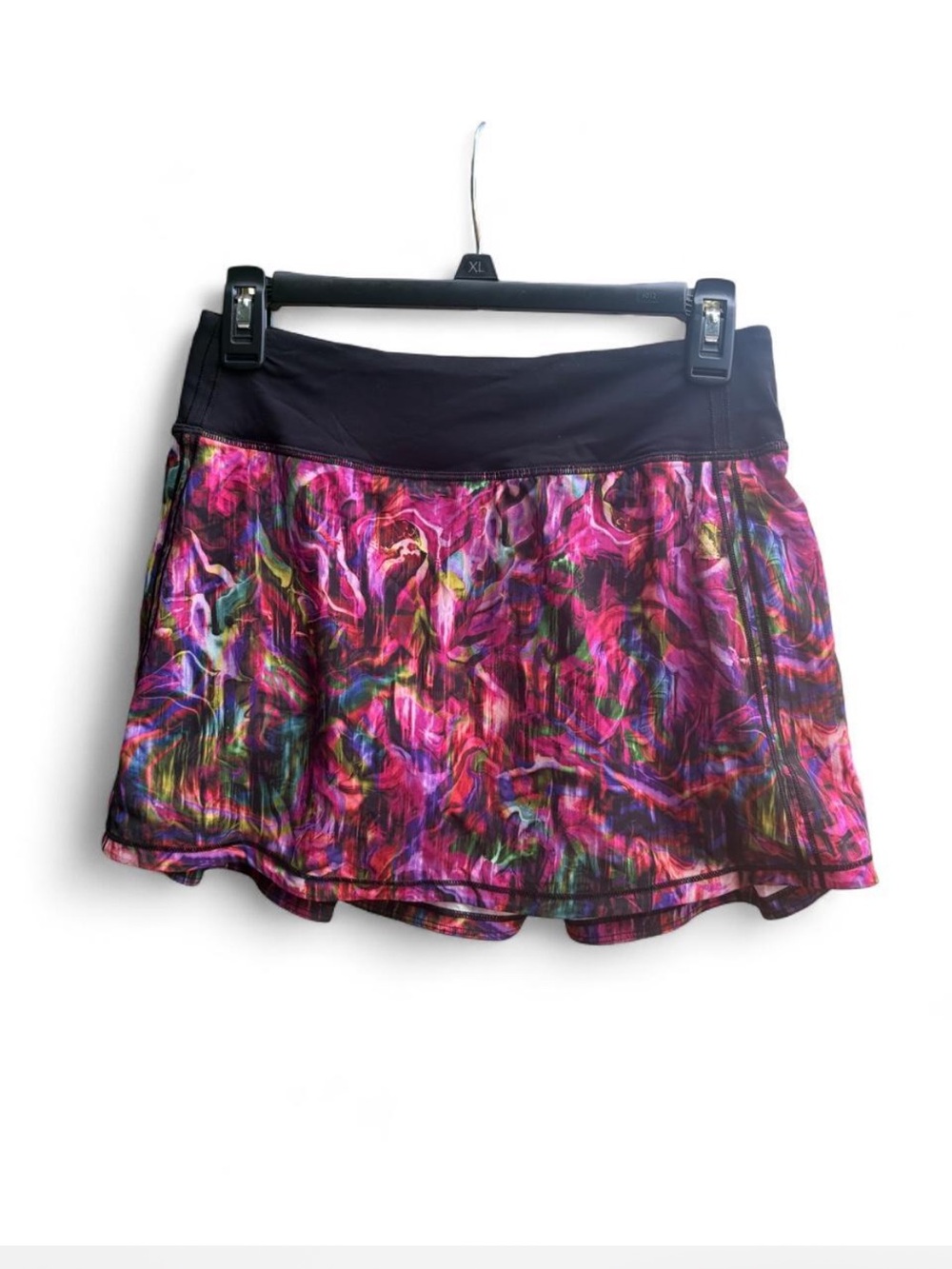 Lululemon Pace Rival Mid-Rise Skirt in the Hyper Flow Pink Multi/Black print
